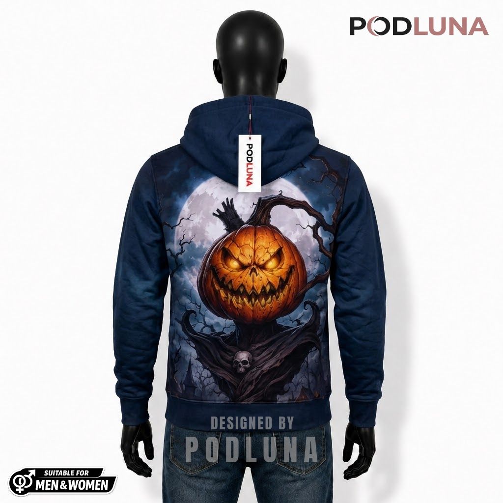Pumpkin Halloween 3D Hoodie Full Moon Reaper Cloak Design 2 Pumpkin Halloween 3D Hoodie Full Moon Reaper Cloak Design 2