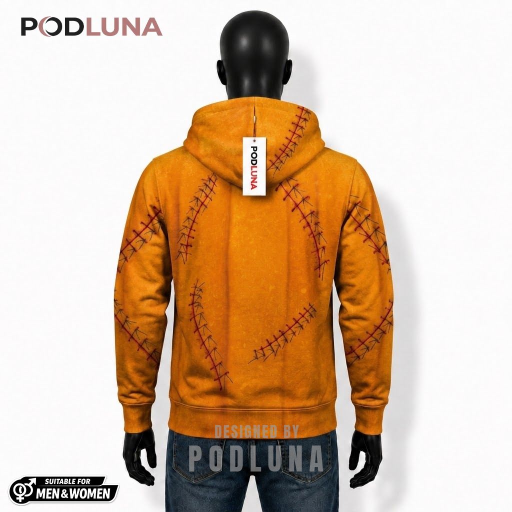 Pumpkin Halloween 3D Hoodie Stitched Face Orange Costume Design 2 Pumpkin Halloween 3D Hoodie Stitched Face Orange Costume Design 2