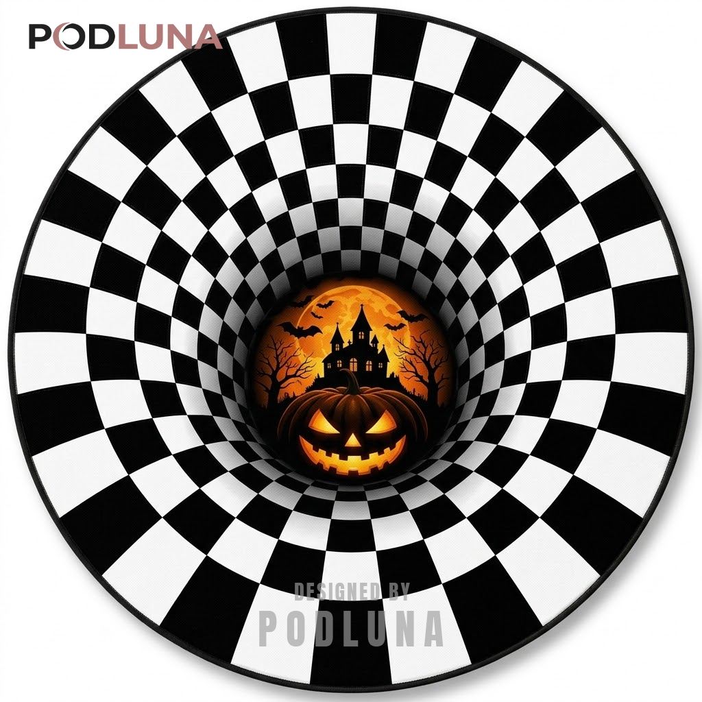 Reaper Halloween 3D Rug Patchwork Illusion