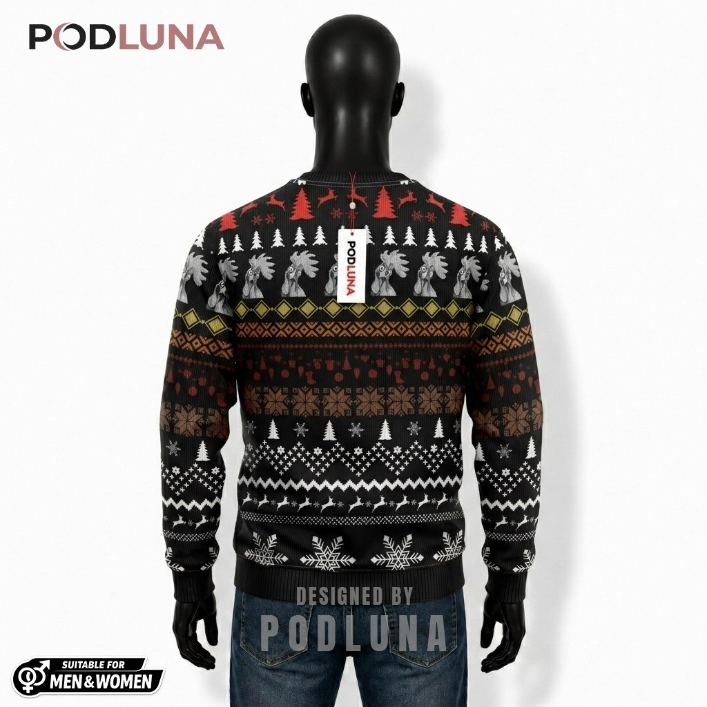 Rooster Ugly Christmas Sweater Stop Looking Funny Back Rooster Ugly Christmas Sweater Stop Looking Funny Back