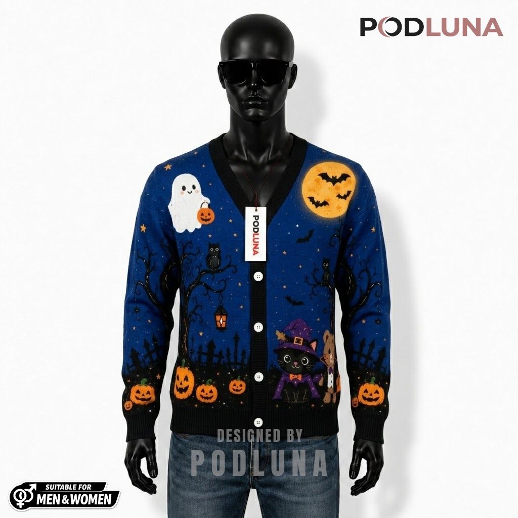 Royal Halloween Cardigan Ghost Teddy Bear 1