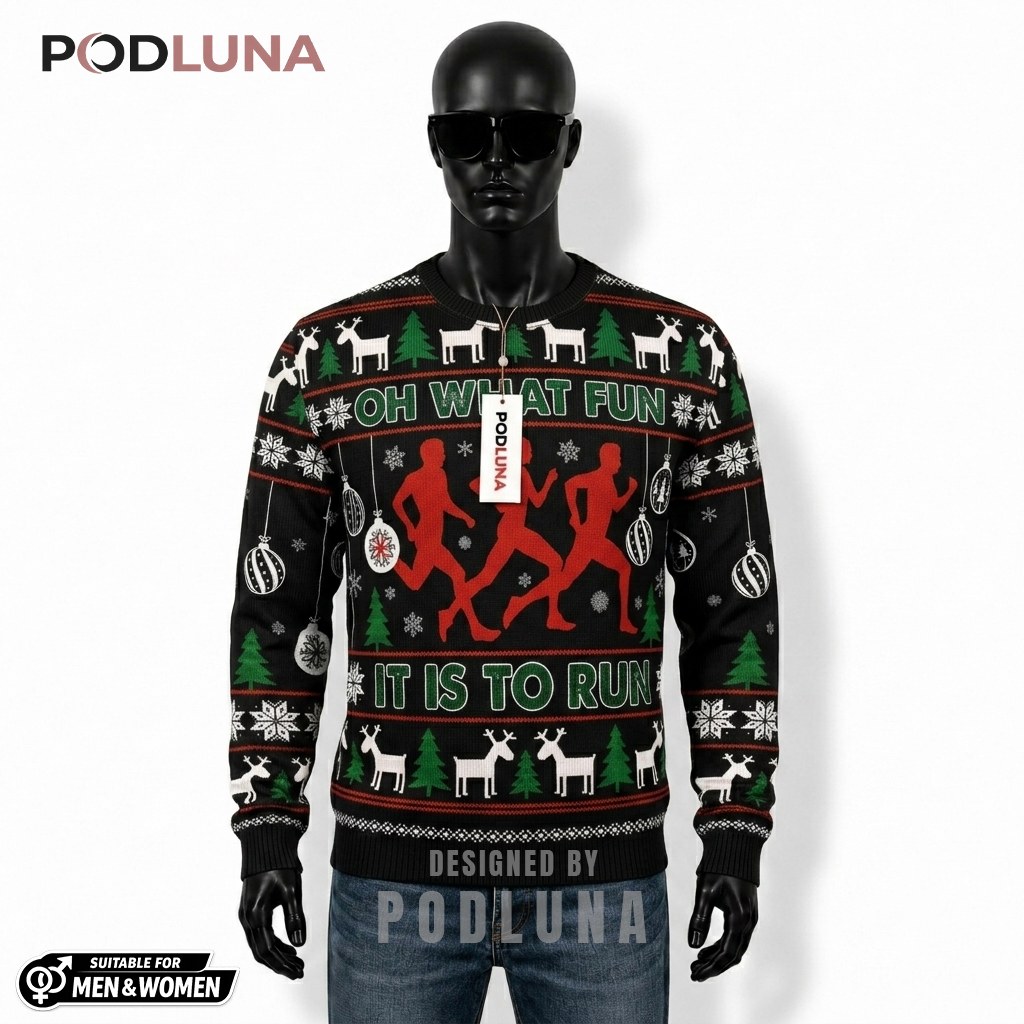 Running Ugly Christmas Sweater Oh What Fun Front