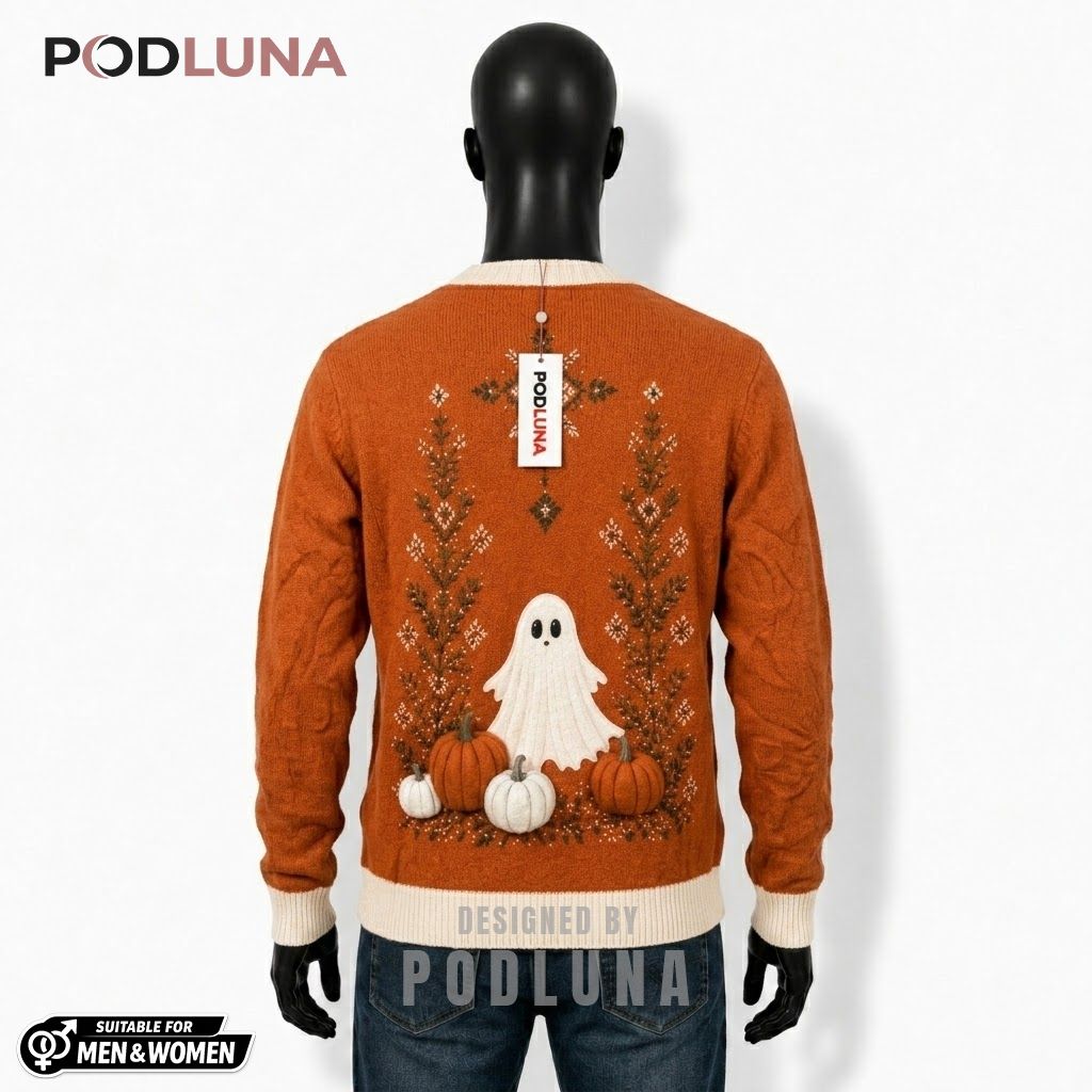 Rust Halloween Cardigan Ghost Pine Pumpkin 2 Rust Halloween Cardigan Ghost Pine Pumpkin 2