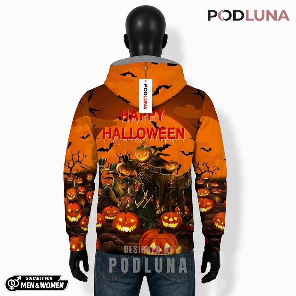 Scarecrow Halloween 3D Hoodie Happy Orange Pumpkin Patch 2 Scarecrow Halloween 3D Hoodie Happy Orange Pumpkin Patch 2