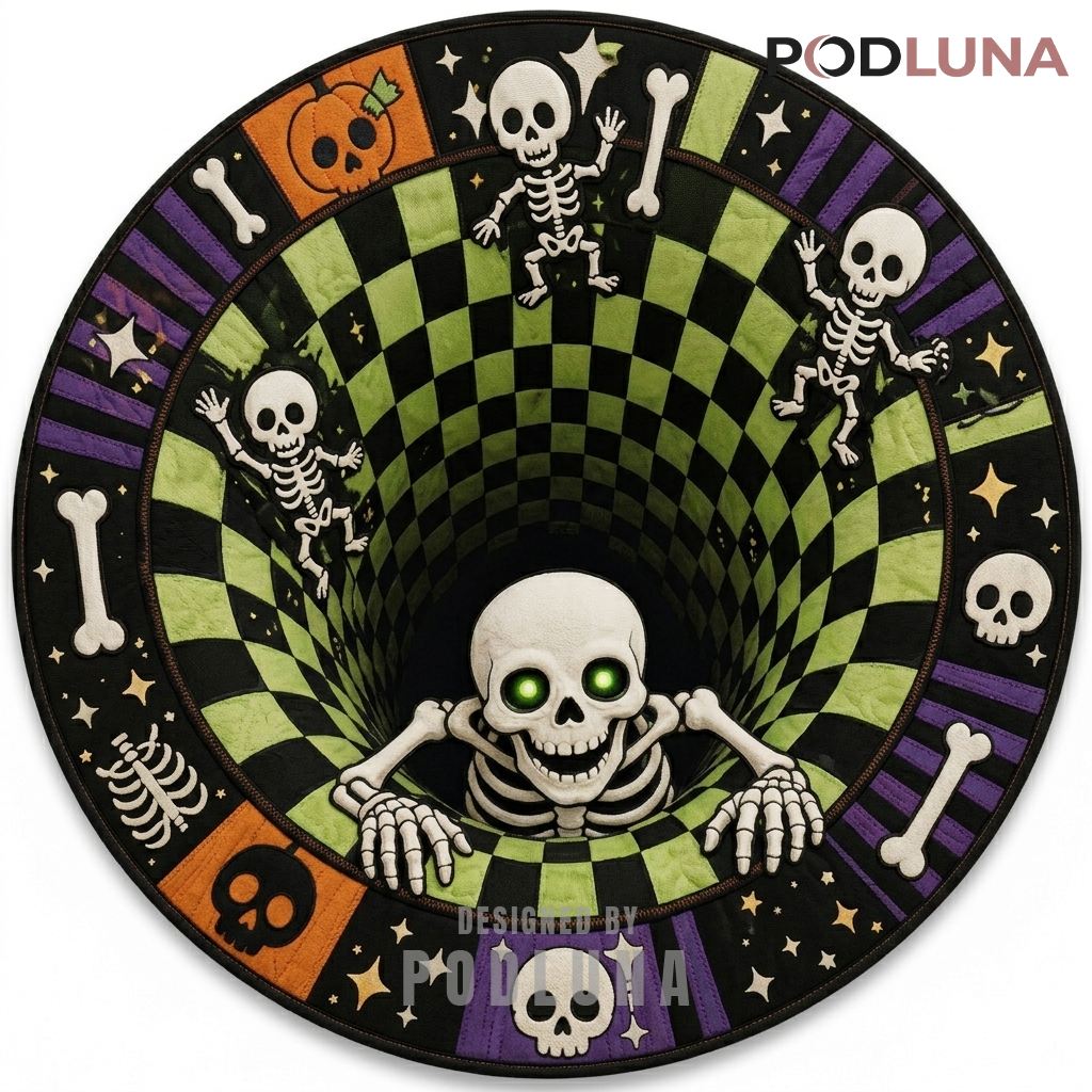 Skeleton Halloween 3D Rug Enter Dare Illusion