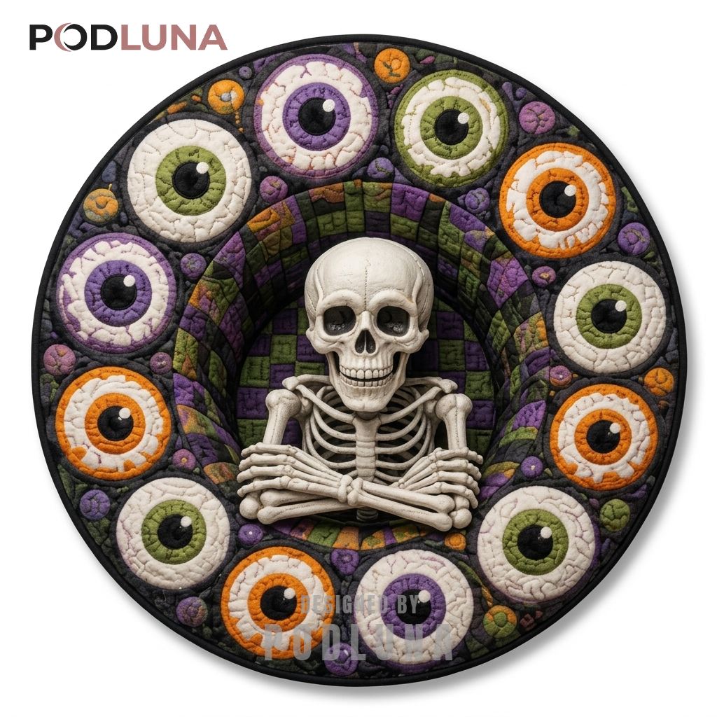 Skeleton Halloween 3D Rug Eyeball Ring Illusion