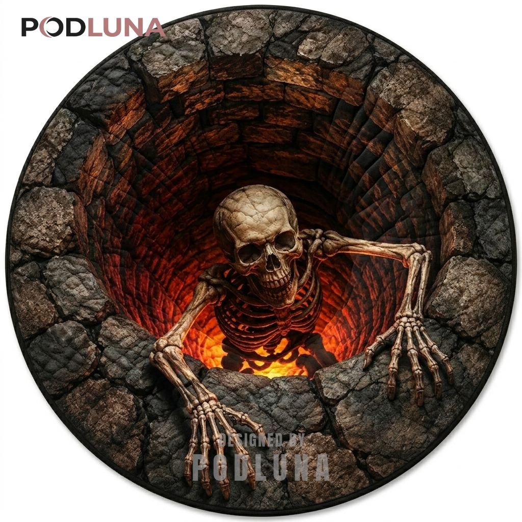 Skeleton Halloween 3D Rug Fire Well Illusion