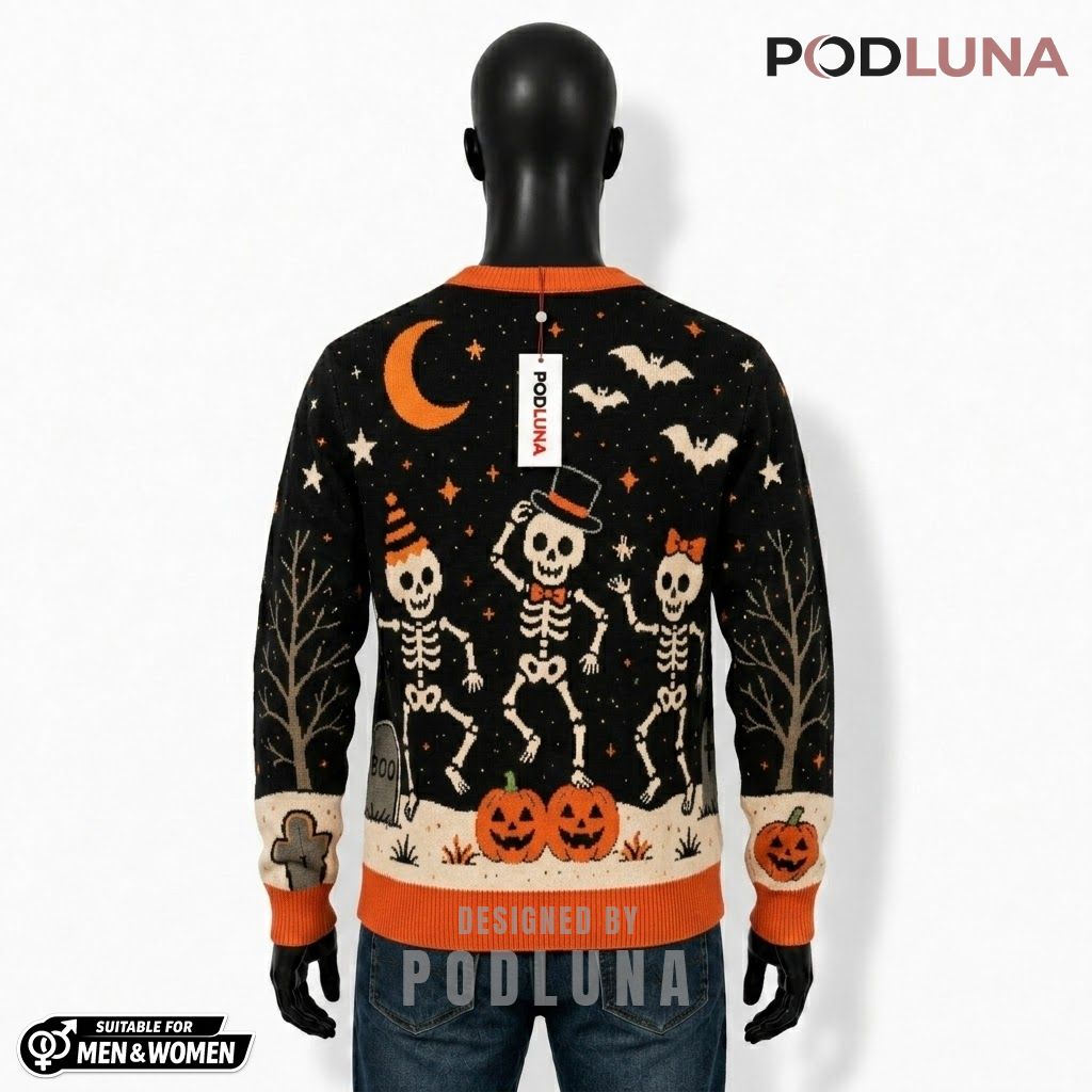 Skeleton Halloween Cardigan Dancing Graveyard Party 2 Skeleton Halloween Cardigan Dancing Graveyard Party 2