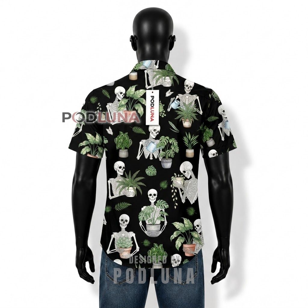 Skeleton Plant Lover Hawaiian Shirt Back Skeleton Plant Lover Hawaiian Shirt Back