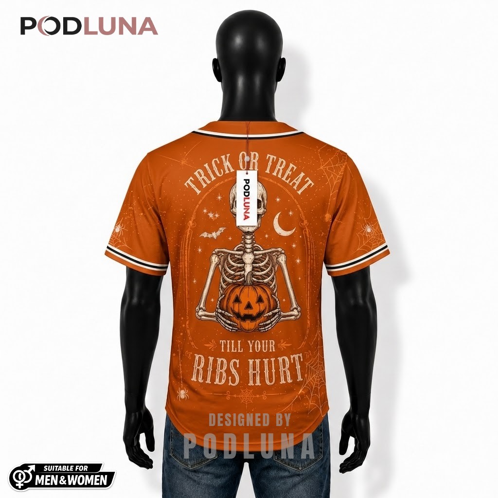 Skeleton Rib Cage Halloween Baseball Jersey Trick Or Treat 2 Skeleton Rib Cage Halloween Baseball Jersey Trick Or Treat 2