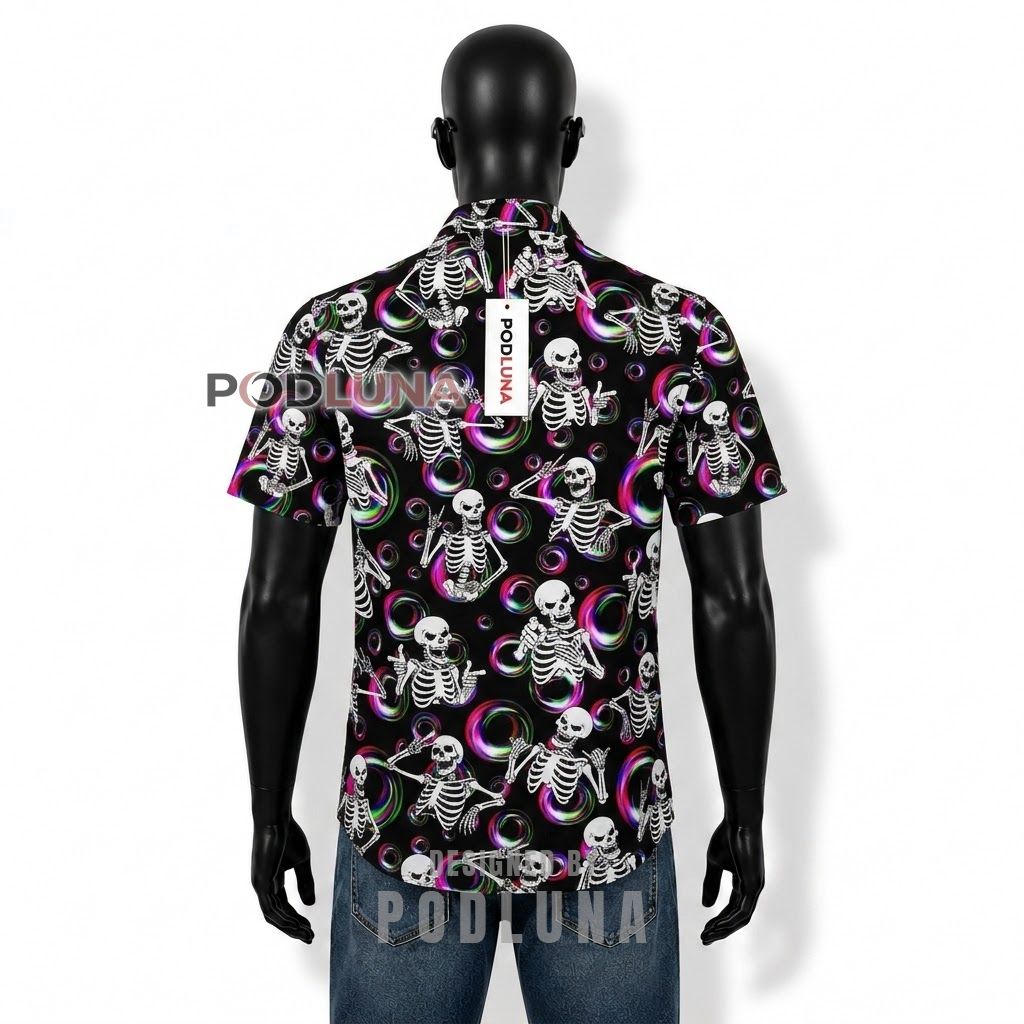 Skeleton Rock Sign Hawaiian Shirt Back Skeleton Rock Sign Hawaiian Shirt Back
