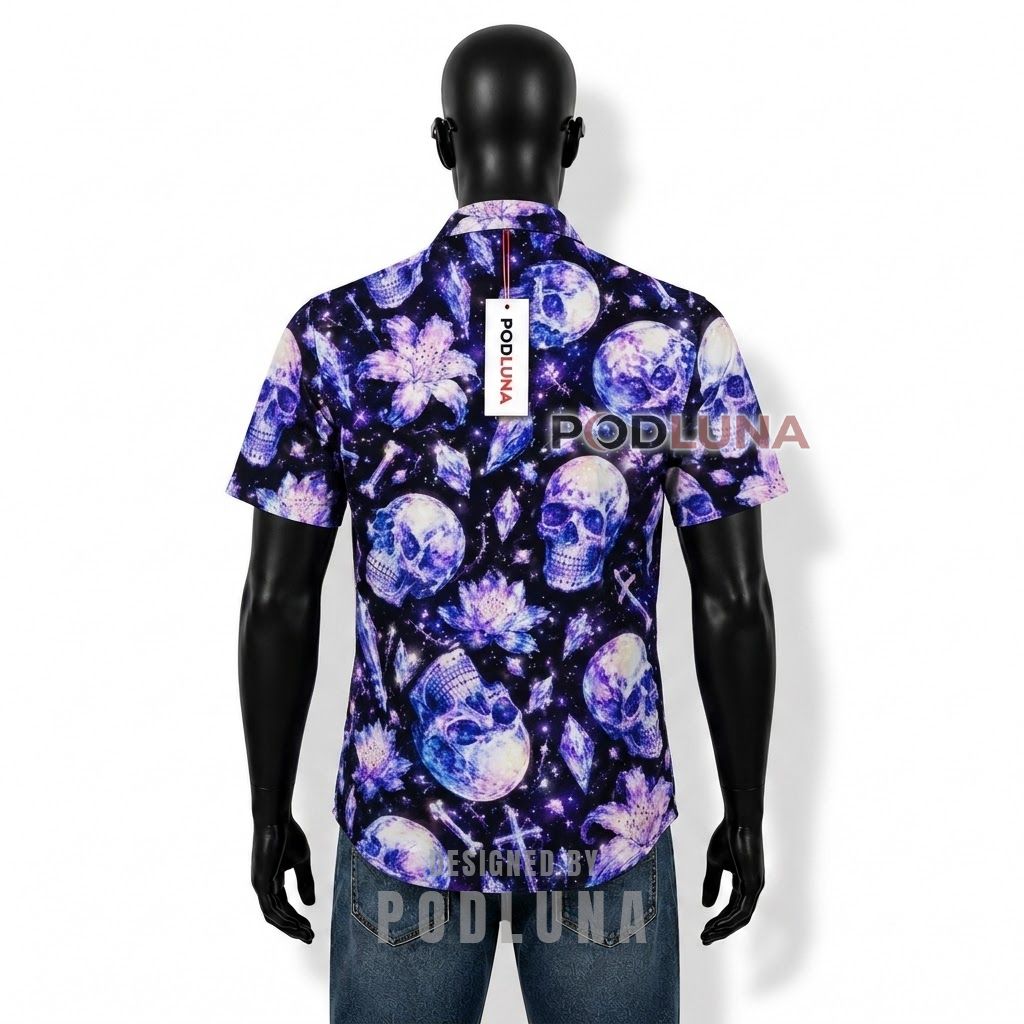 Skull Crystal Floral Galaxy Hawaiian Shirt Back Skull Crystal Floral Galaxy Hawaiian Shirt Back