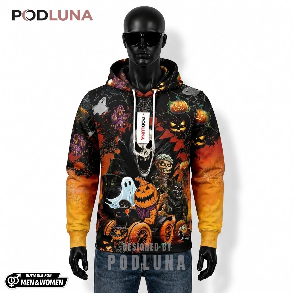 Skull Halloween 3D Hoodie Ghost Pumpkin Haunted House Design 1