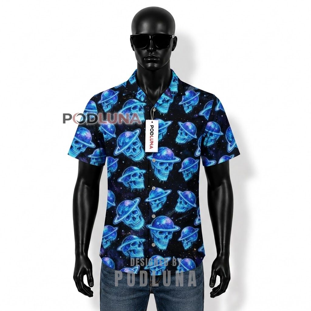 Skull Planet Galaxy Hawaiian Shirt Front