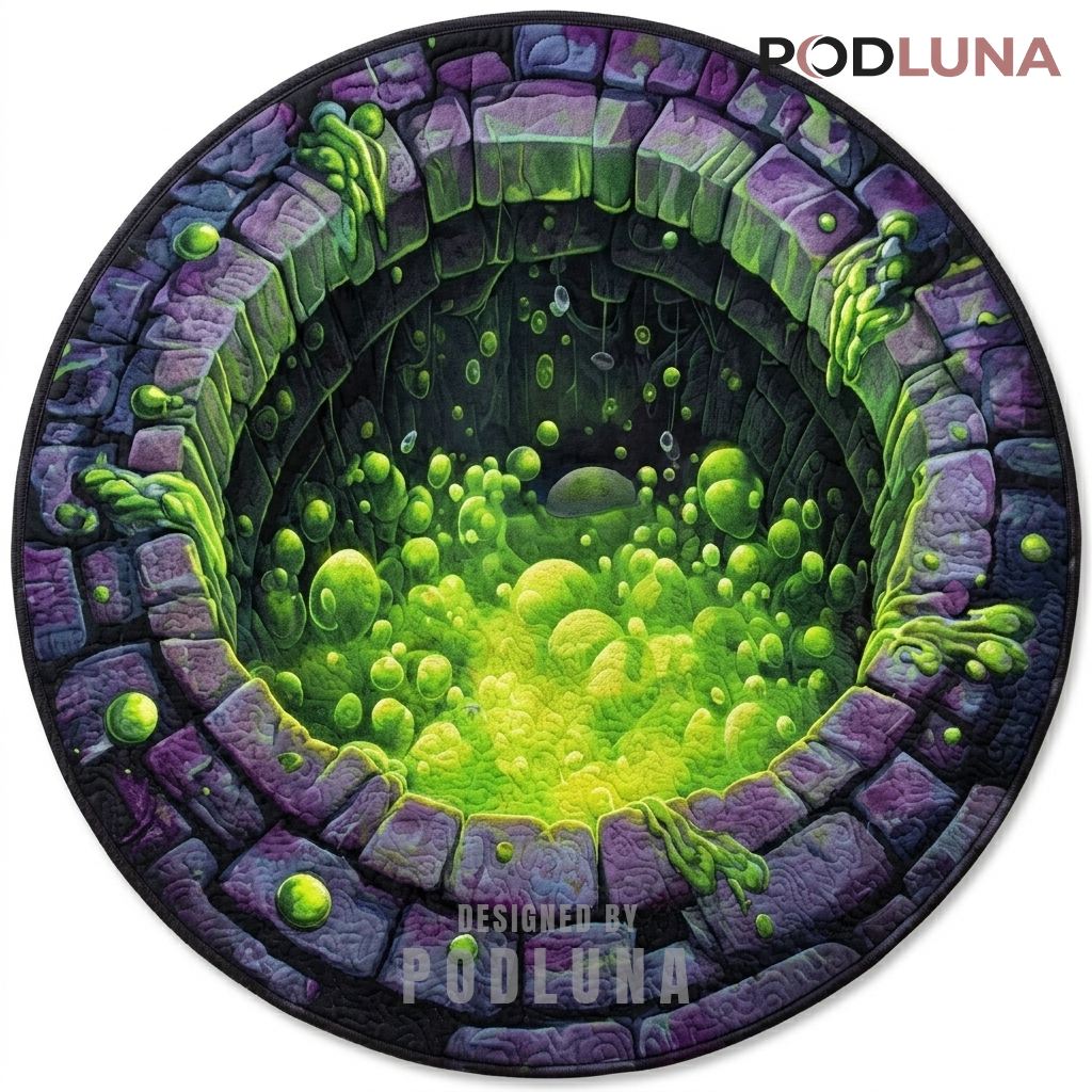 Witch Halloween 3D Rug Green Skin Zigzag Pumpkin Pattern