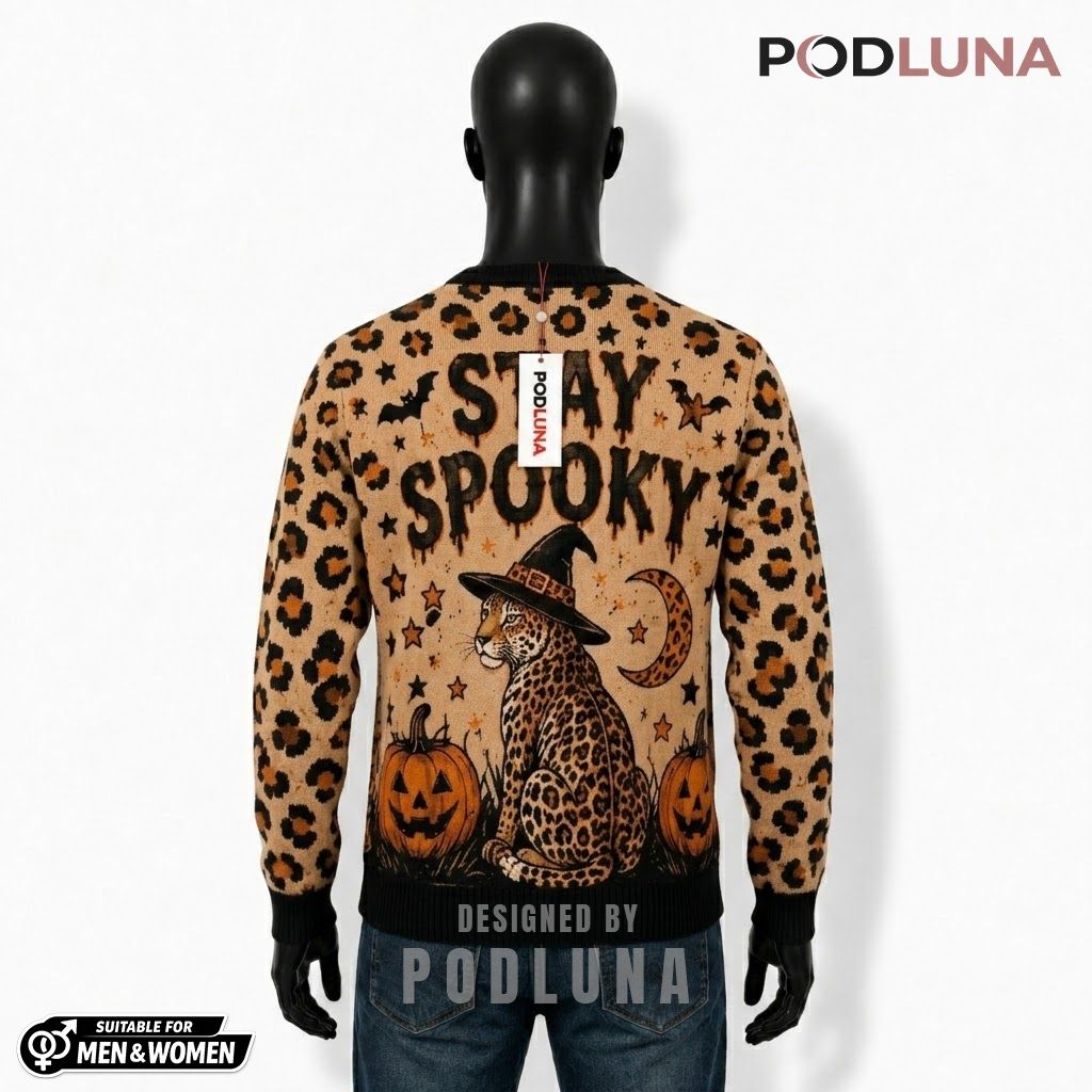 Stay Spooky Halloween Cardigan Leopard Ghost 2 Stay Spooky Halloween Cardigan Leopard Ghost 2