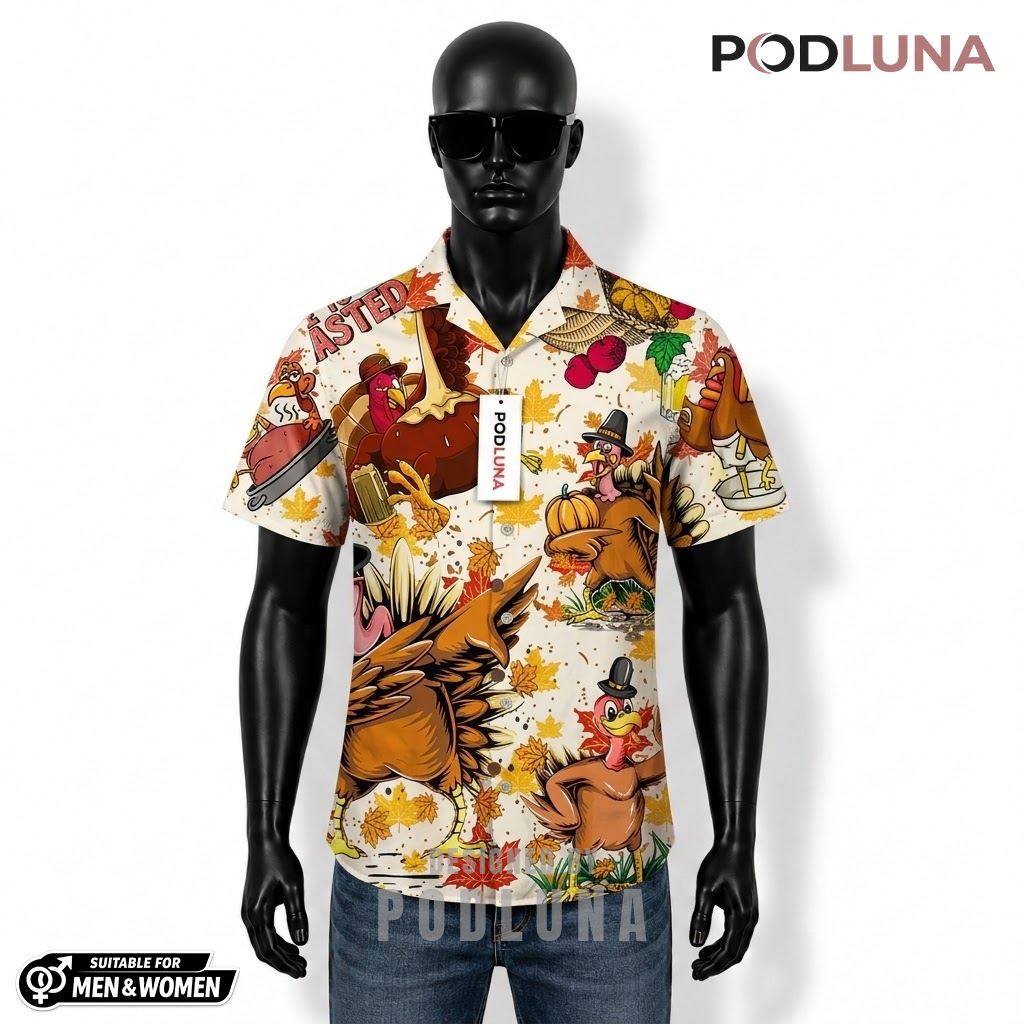 Turkey Beer Hawaiian Shirt Time To Get Basted Pattern Front