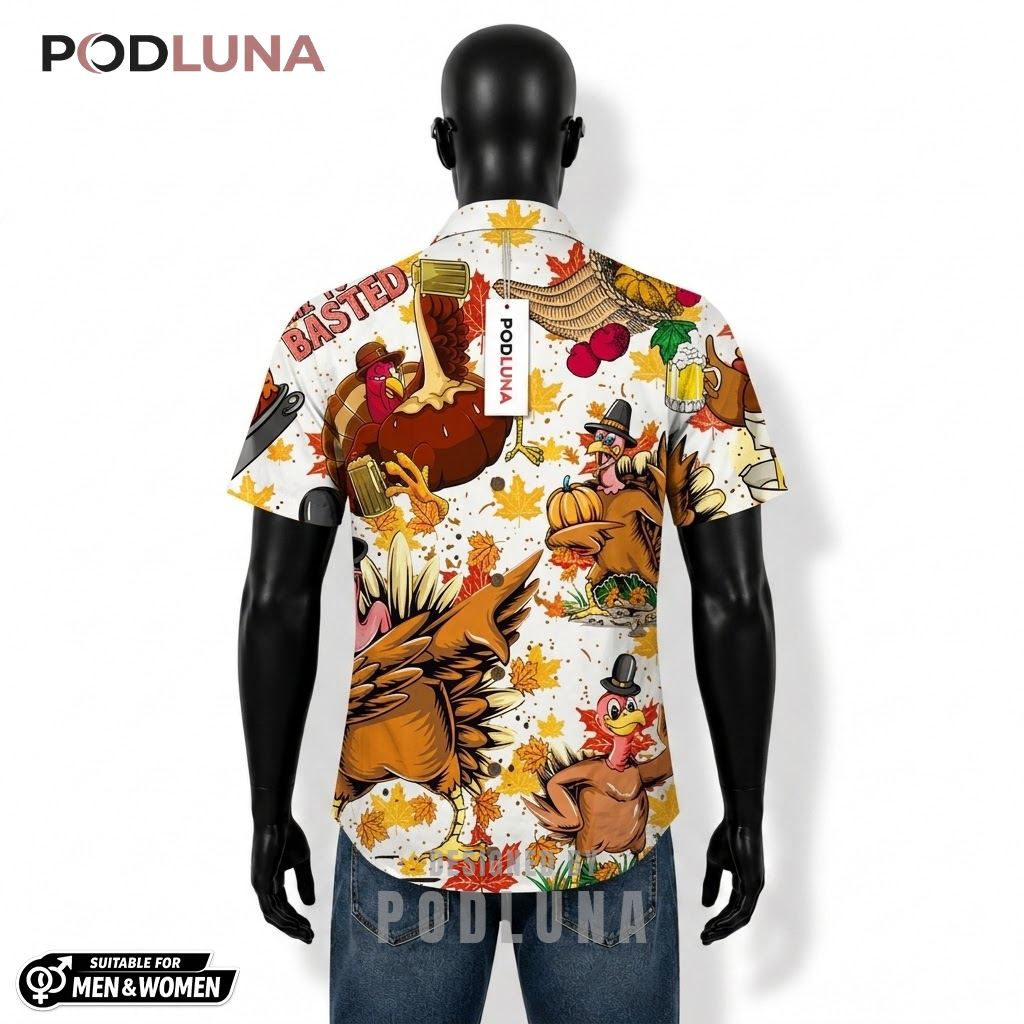 Turkey Beer Hawaiian Shirt Time To Get Basted Pattern Back Turkey Beer Hawaiian Shirt Time To Get Basted Pattern Back