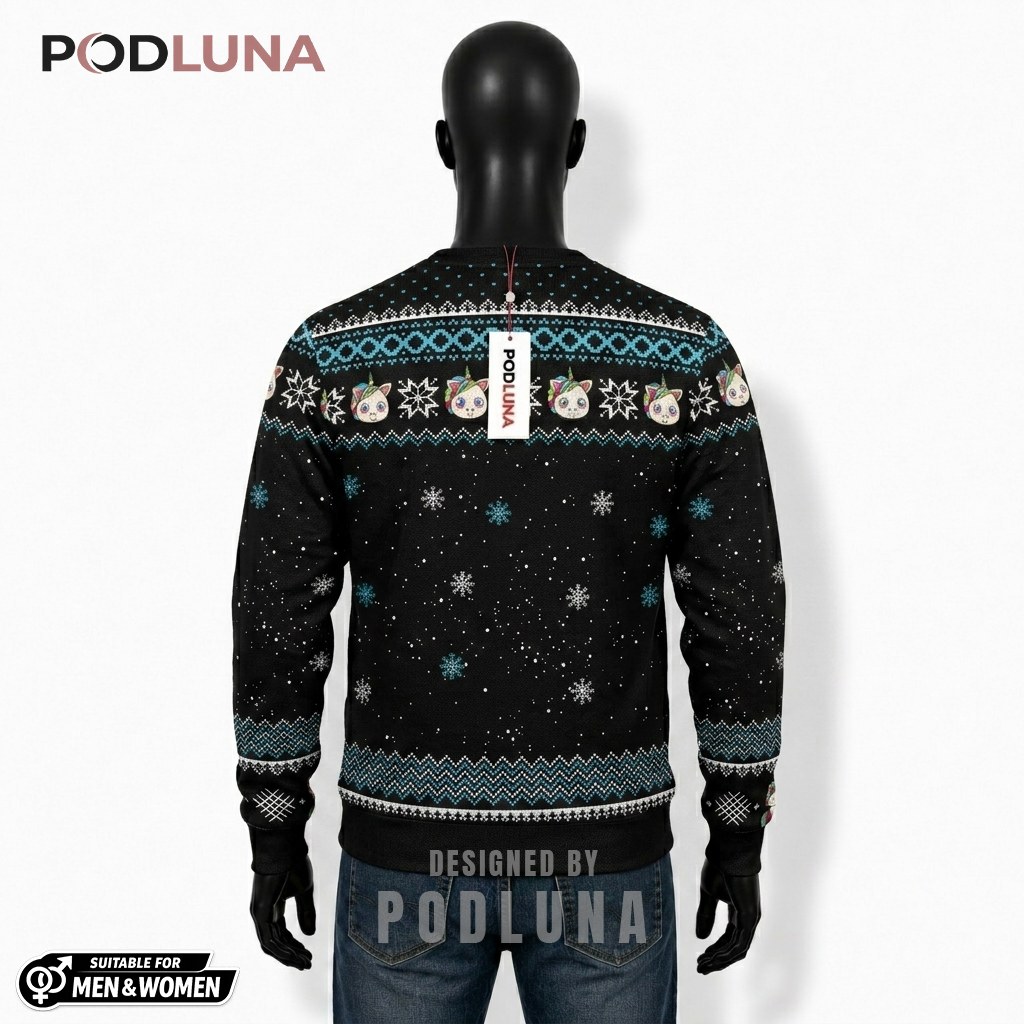 Unicorn Ugly Christmas Sweater Pew Pew Funny Back Unicorn Ugly Christmas Sweater Pew Pew Funny Back