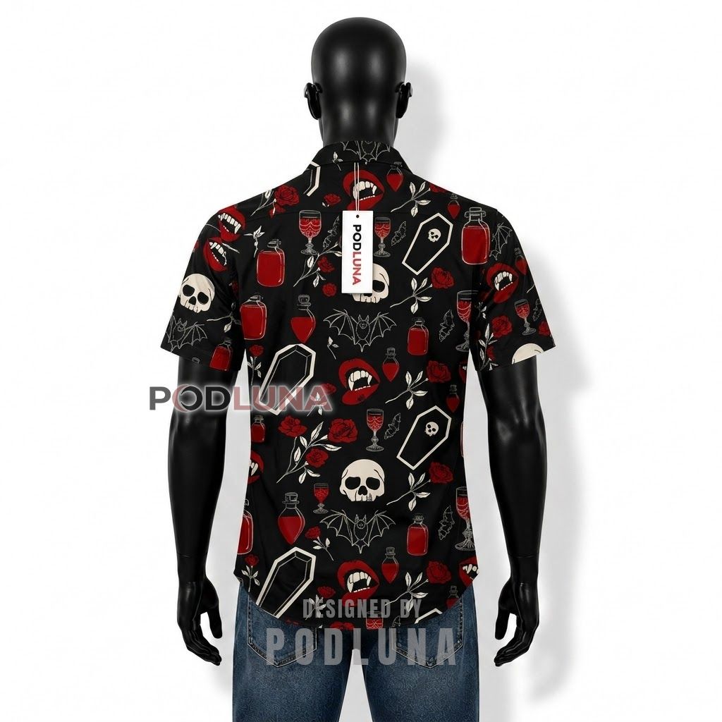 Vampire Skull Coffin Gothic Hawaiian Shirt Back Vampire Skull Coffin Gothic Hawaiian Shirt Back
