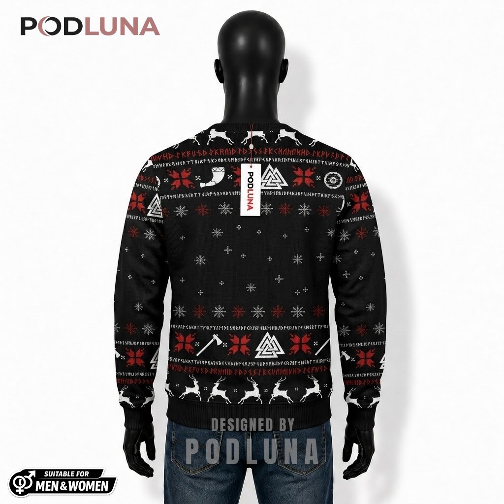 Viking Santa Ugly Christmas Sweater Valhalla Funny Back Viking Santa Ugly Christmas Sweater Valhalla Funny Back
