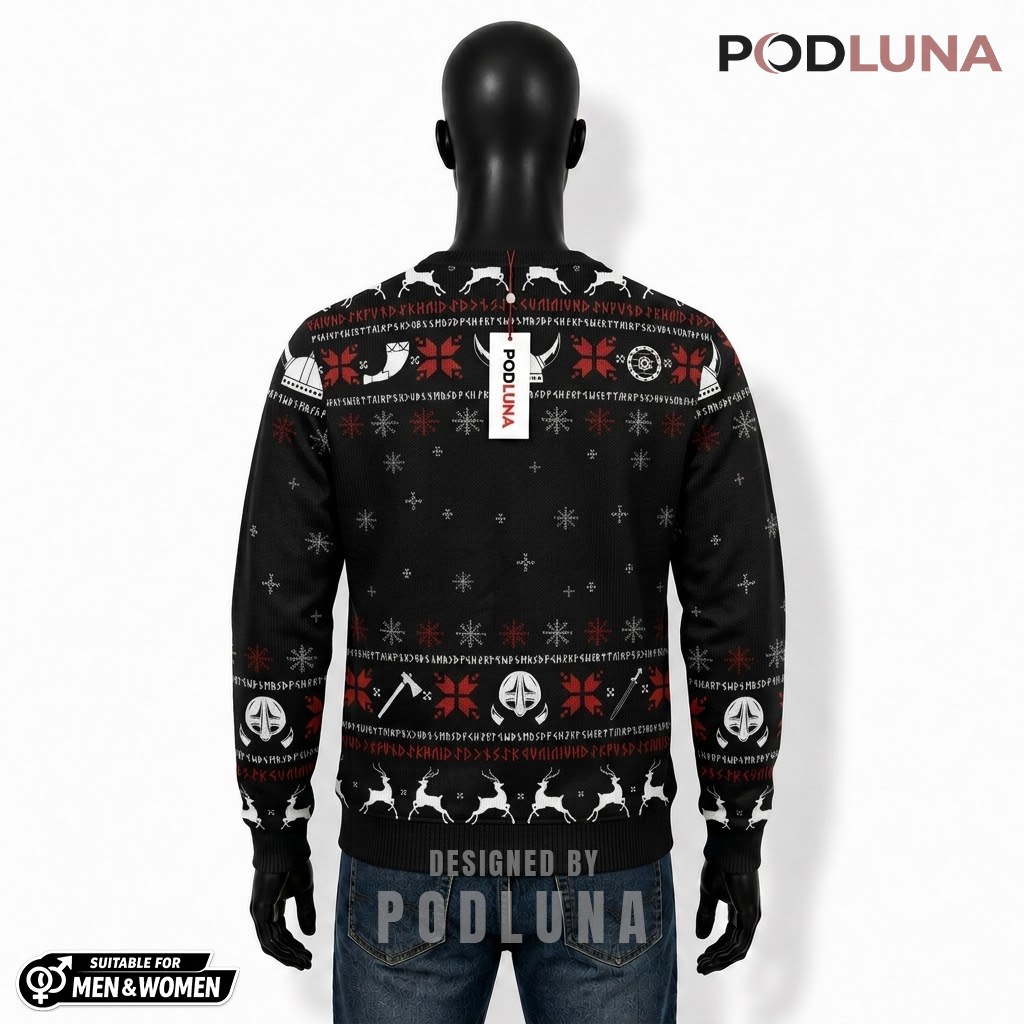Viking Ship Ugly Sweater Christmas Valhalla Funny Back Viking Ship Ugly Sweater Christmas Valhalla Funny Back