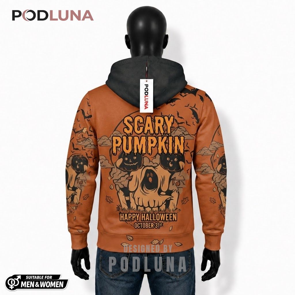 Vintage Halloween 3D Hoodie Pumpkin Bat Orange Skull 2 Vintage Halloween 3D Hoodie Pumpkin Bat Orange Skull 2