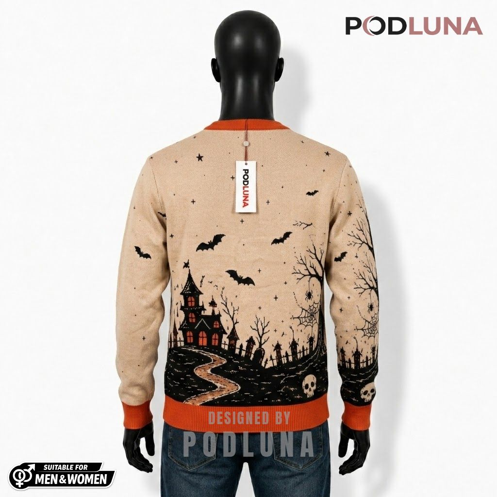 Vintage Poster Halloween Cardigan Ghost Black Cat 2 Vintage Poster Halloween Cardigan Ghost Black Cat 2