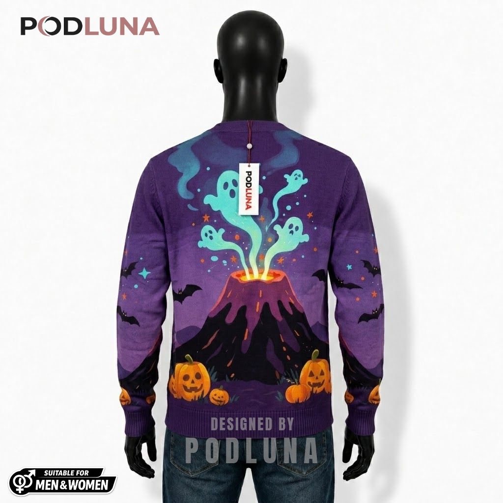 Volcano Halloween Cardigan Ghost Pumpkin Mountain 2 Volcano Halloween Cardigan Ghost Pumpkin Mountain 2