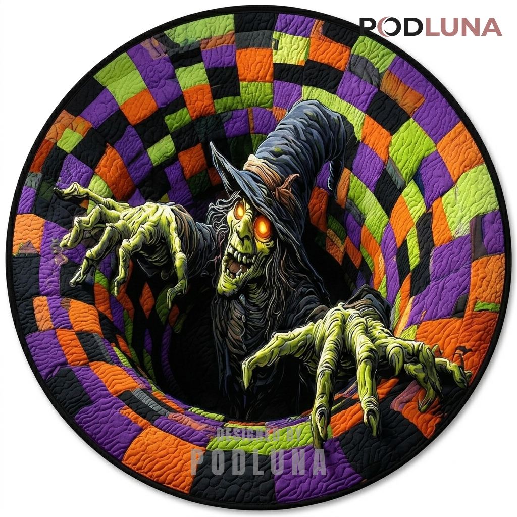 Witch Halloween 3D Rug Glowing Eyes Illusion
