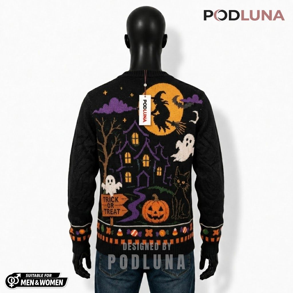 Witch Halloween Cardigan Haunted House Cat 2 Witch Halloween Cardigan Haunted House Cat 2