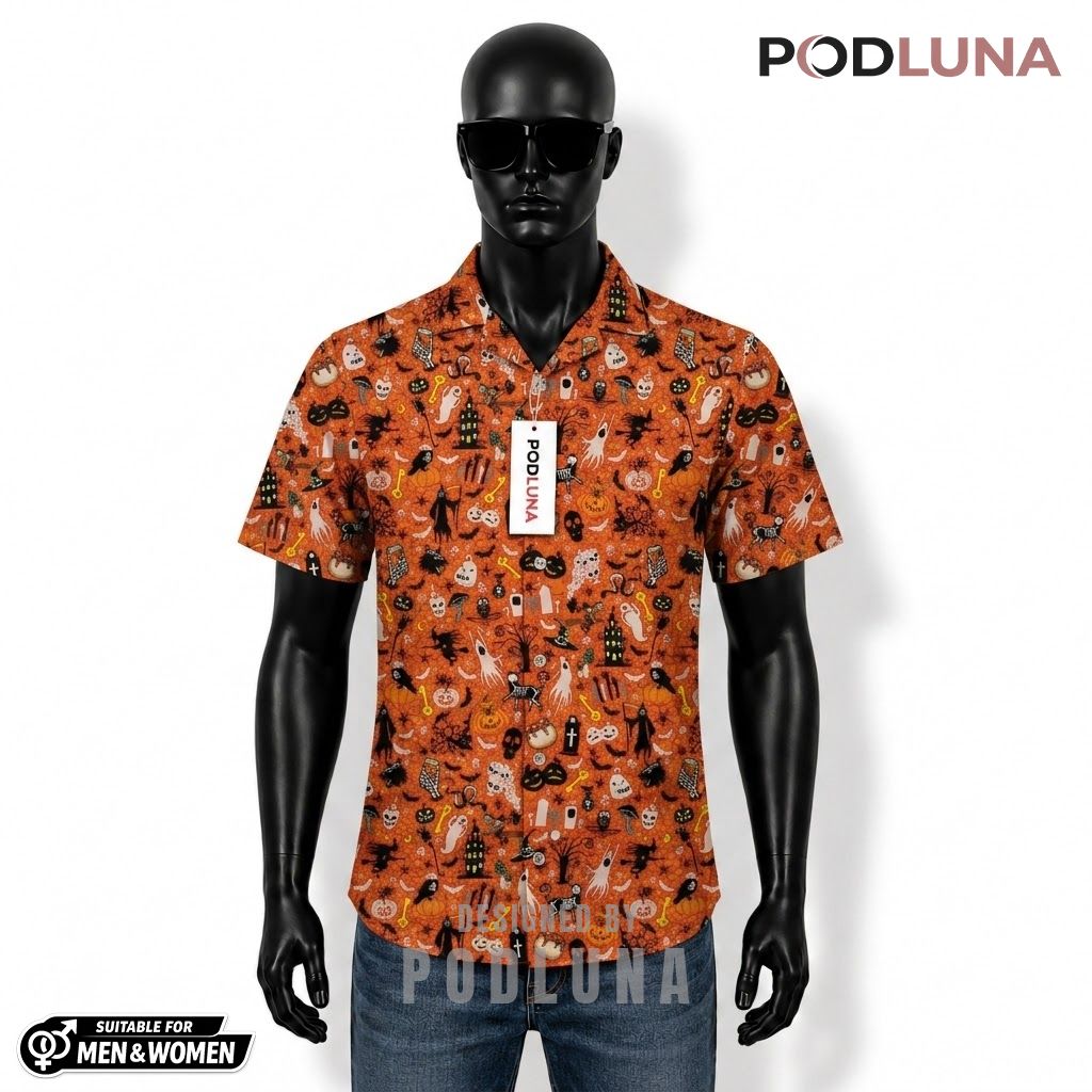 Zombie Halloween Hawaiian Shirt Colorful Face Pattern