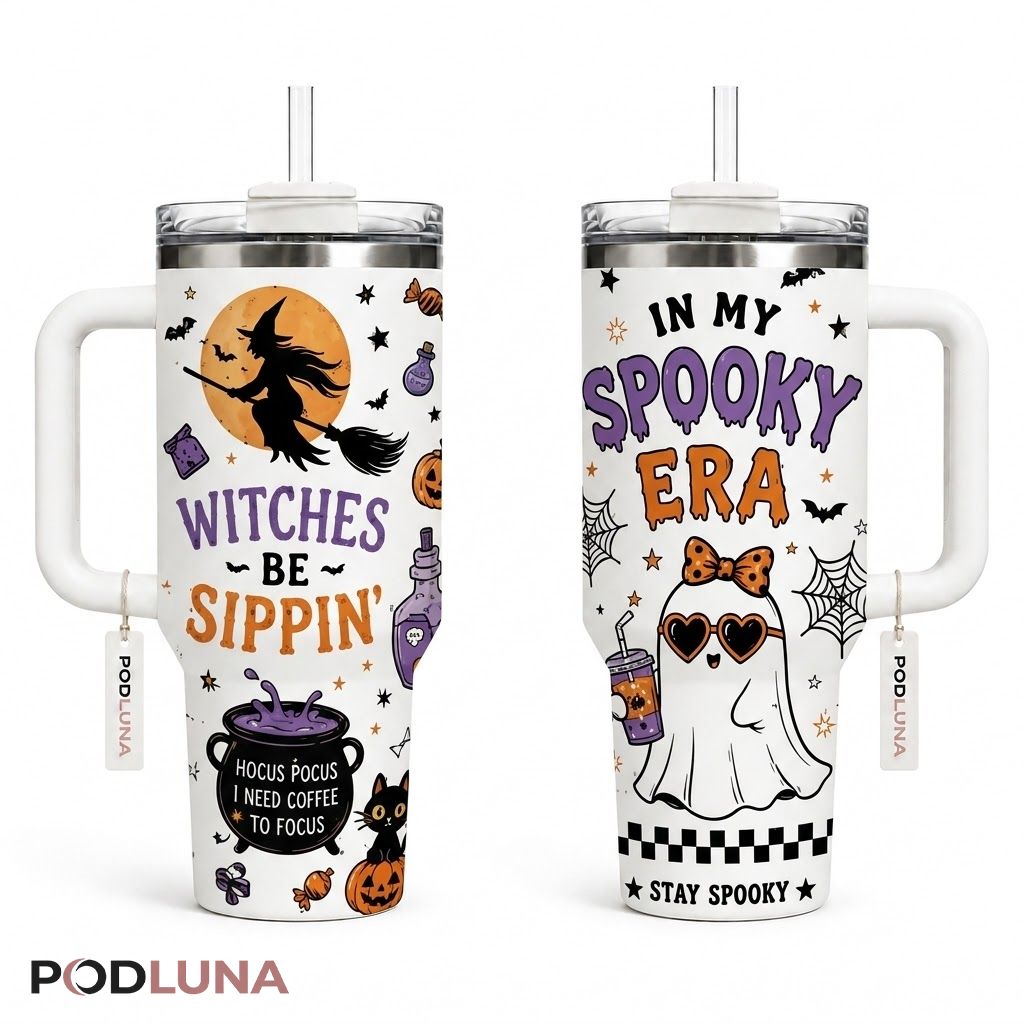 Witches Sippin Halloween Tumbler 40oz Spooky Era Boo Crew Design