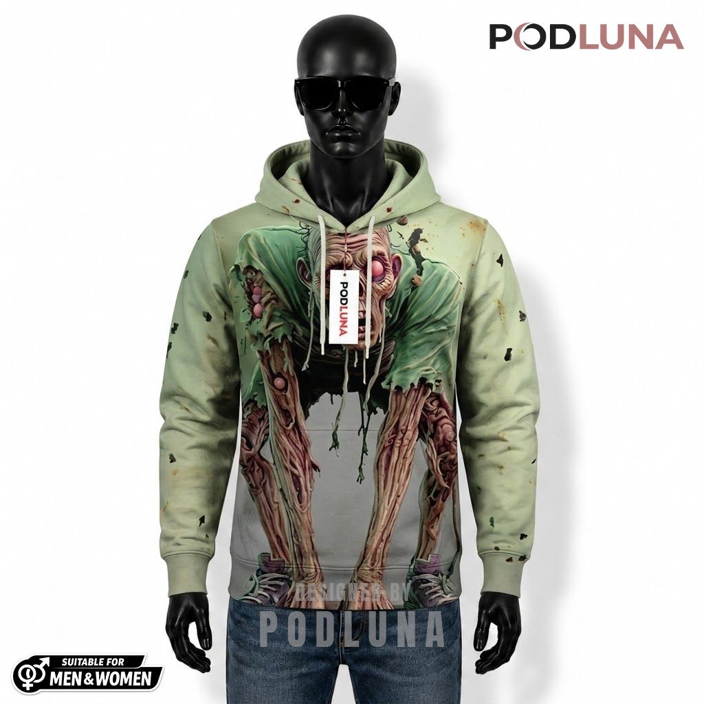 Zombie Halloween 3D Hoodie Creepy Monster Graphic 1