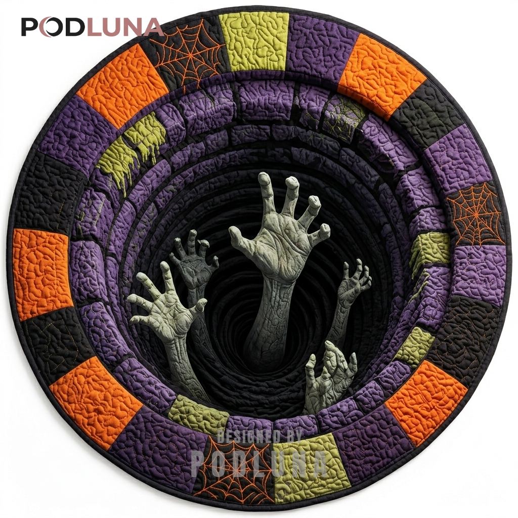 Zombie Halloween 3D Rug Nurse Custom Family Name Checkered Portal