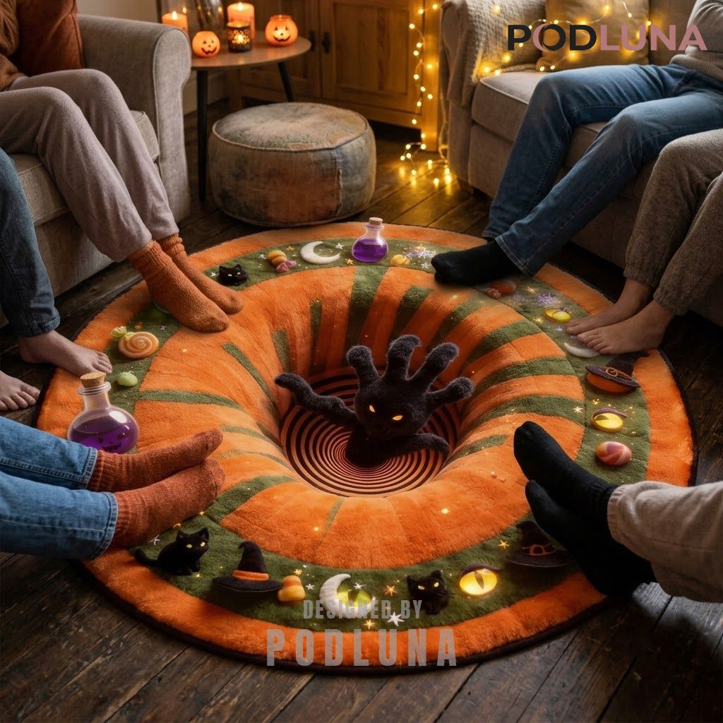 Black Hand Halloween 3D Rug Potion Bottles Witch Hat Vortex 2 Black Hand Halloween 3D Rug Potion Bottles Witch Hat Vortex 2