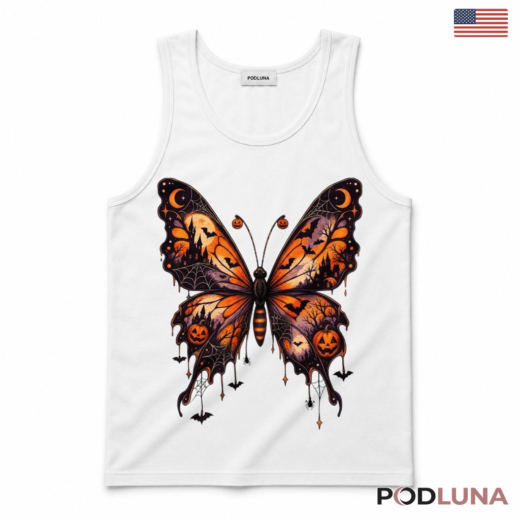 Butterfly Halloween Tank Top Pumpkin Moon Gothic Spooky Gift Butterfly Halloween Tank Top Pumpkin Moon Gothic Spooky Gift