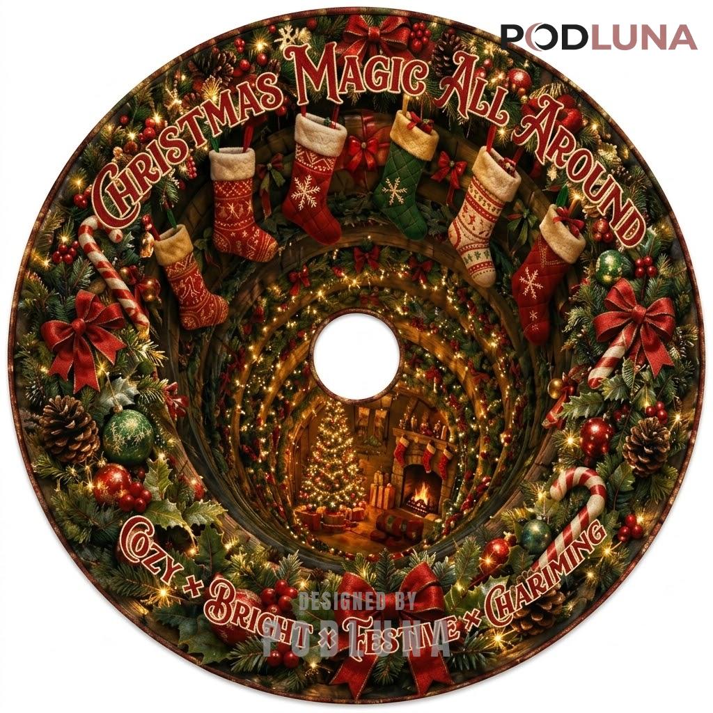 Christmas Magic 3D Rug Stocking Tunnel Cabin Glow