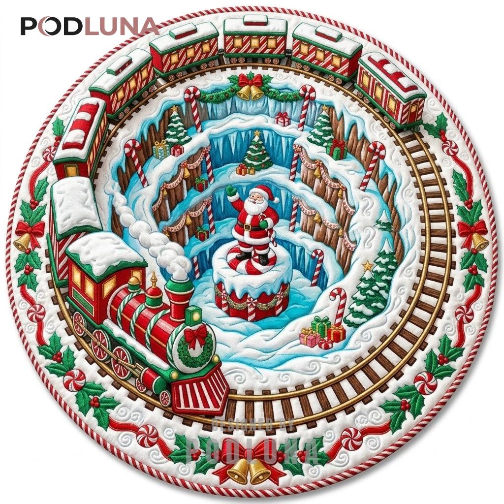 Christmas Train 3D Rug Santa Track Candy Depot