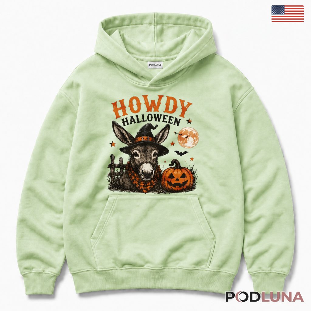Donkey Halloween Hoodie Western Witch Pumpkin Farm Animal Gift Donkey Halloween Hoodie Western Witch Pumpkin Farm Animal Gift