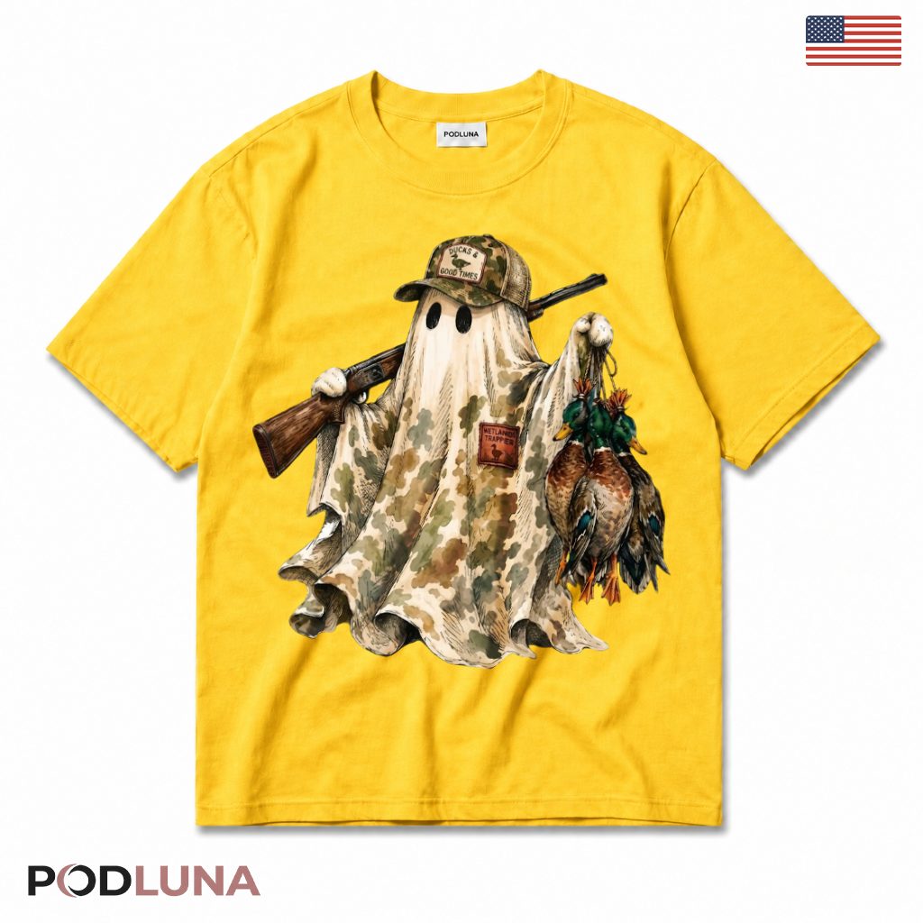 Duck Hunting Ghost Halloween T-Shirt Spooky Hunter Apparel
