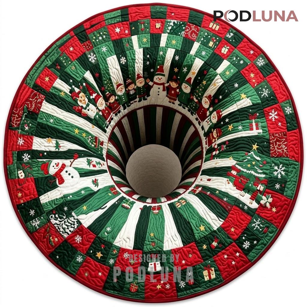 Elf Parade 3D Christmas Rug Snowman Patchwork Sinkhole