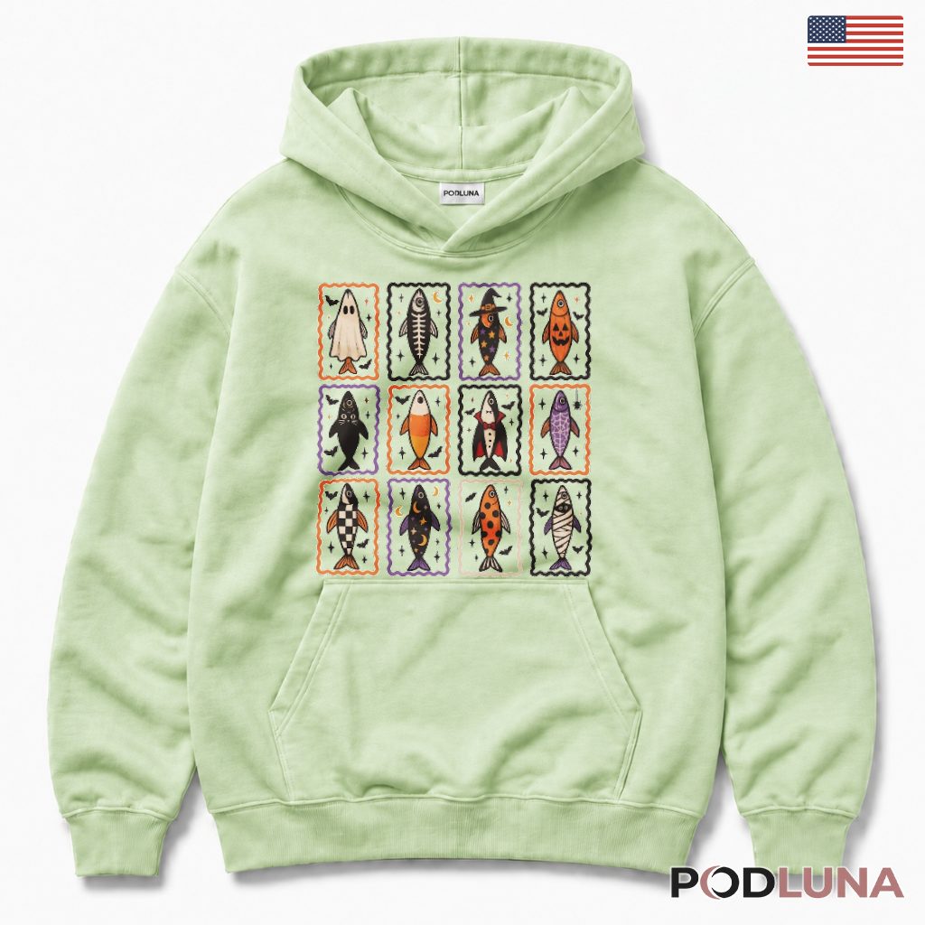 Fish Halloween Hoodie Spooky Vintage Cute Animal Gift Fish Halloween Hoodie Spooky Vintage Cute Animal Gift