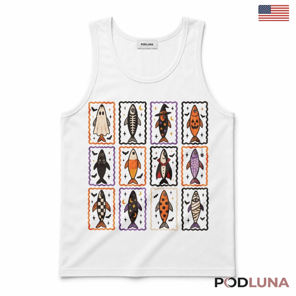 Fish Halloween Tank Top Spooky Vintage Cute Animal Gift Fish Halloween Tank Top Spooky Vintage Cute Animal Gift