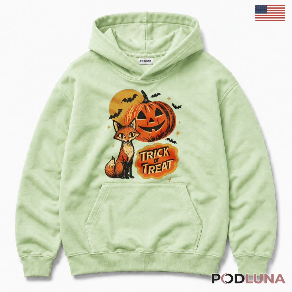 Fox Halloween Hoodie Pumpkin Trick Or Treat Spooky Night Fox Halloween Hoodie Pumpkin Trick Or Treat Spooky Night