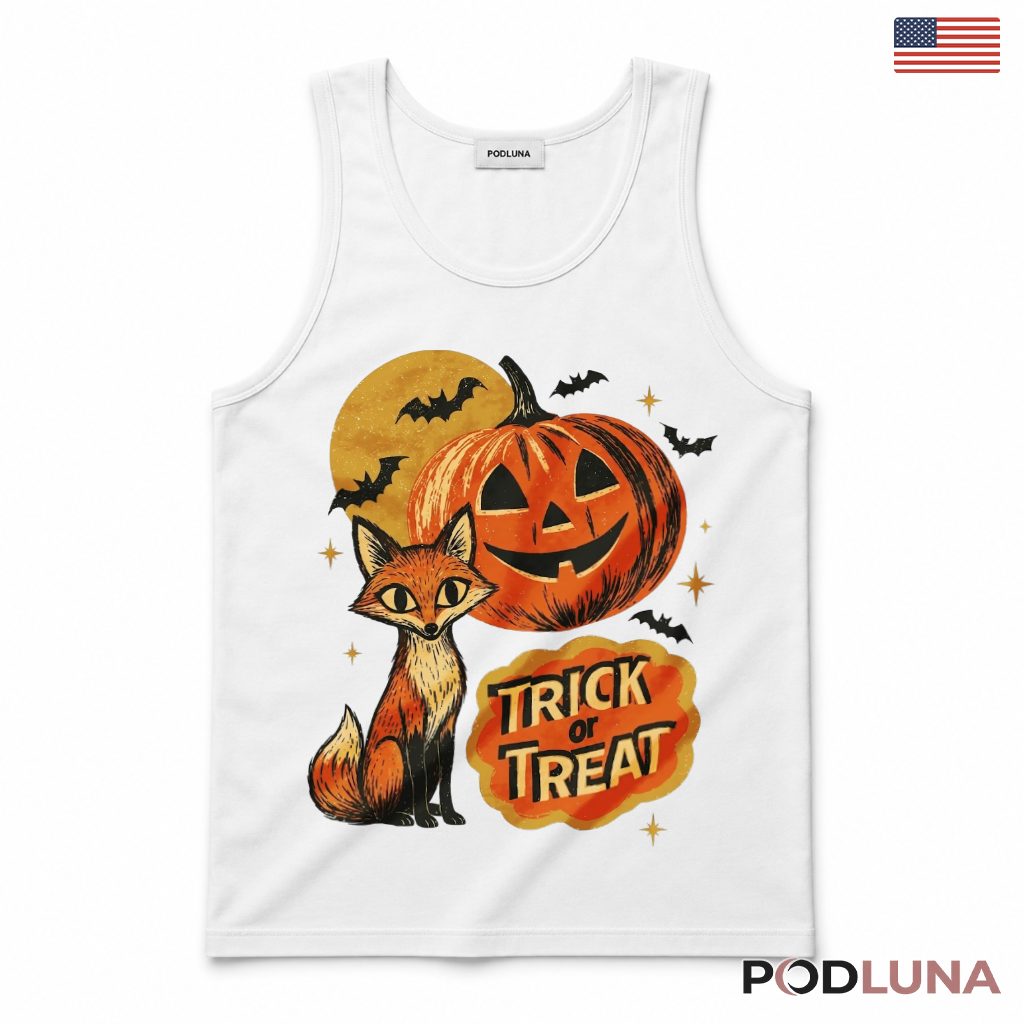 Fox Halloween Tank Top Pumpkin Trick Or Treat Spooky Night Fox Halloween Tank Top Pumpkin Trick Or Treat Spooky Night