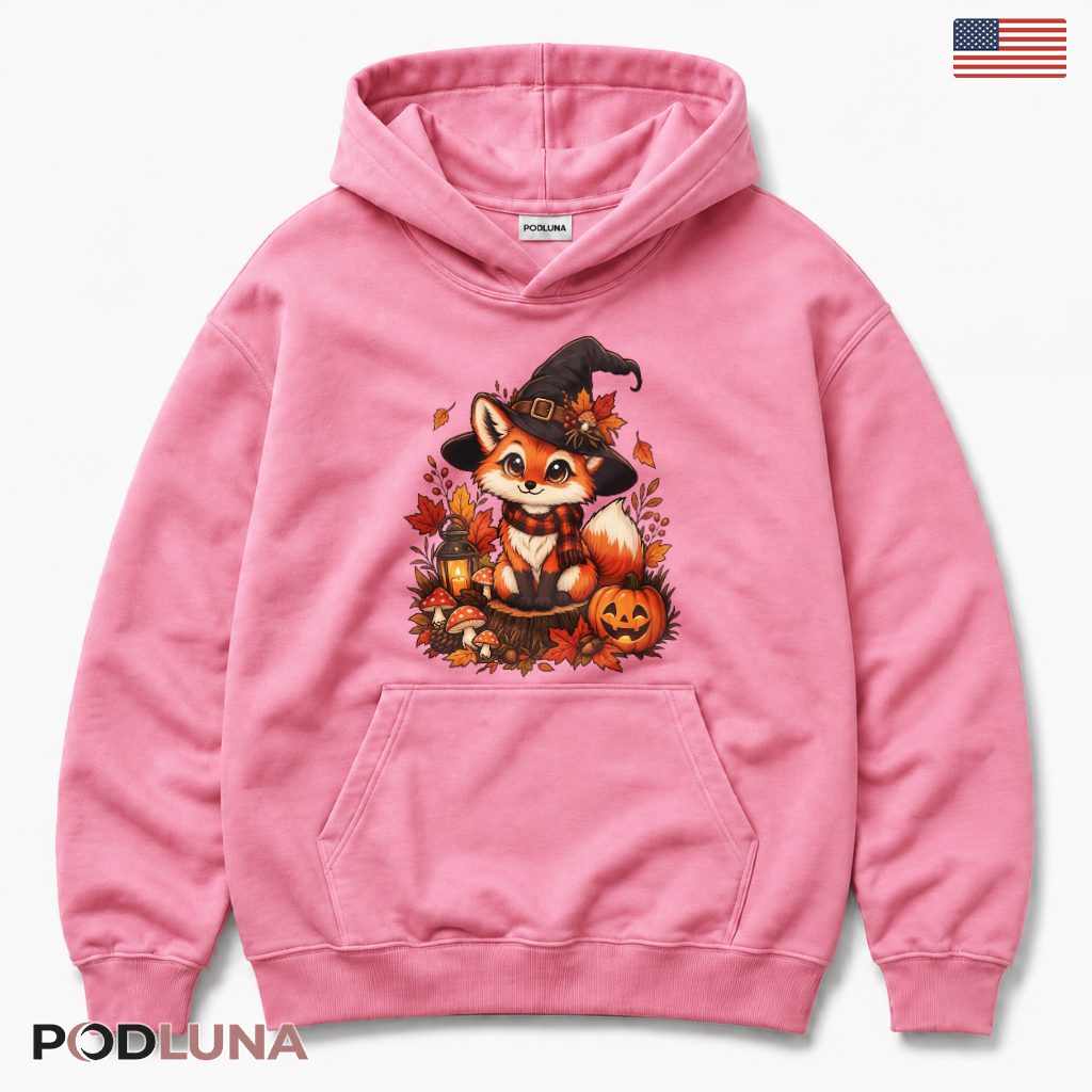 Fox Halloween Hoodie Witch Cute Autumn Pumpkin Forest Fox Halloween Hoodie Witch Cute Autumn Pumpkin Forest