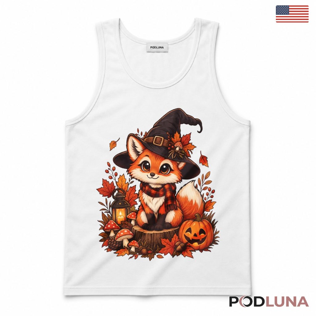 Fox Halloween Tank Top Witch Cute Autumn Pumpkin Forest Fox Halloween Tank Top Witch Cute Autumn Pumpkin Forest