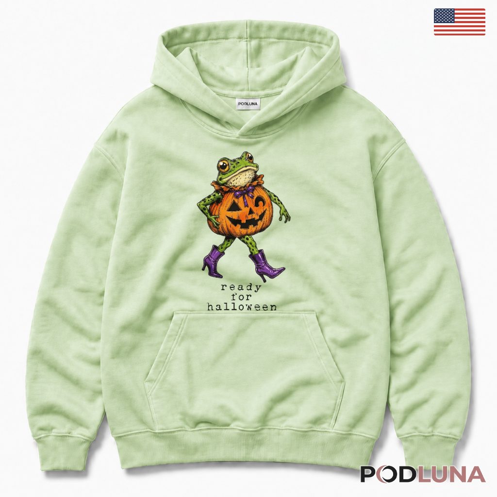 Frog Pumpkin Halloween Hoodie Ready For Halloween Purple Boots Frog Pumpkin Halloween Hoodie Ready For Halloween Purple Boots