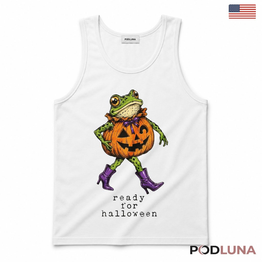 Frog Pumpkin Halloween Tank Top Ready For Halloween Purple Boots Frog Pumpkin Halloween Tank Top Ready For Halloween Purple Boots